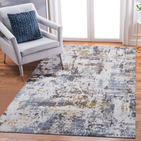 LOOM & LUXE Collection 5X7 Ivory/Blue /Abstract Non-Shedding Living Room Bedroom Dining Home Office Stylish and Stain Resistant Area Rug