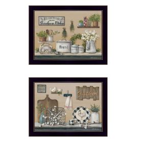"Farmhouse Kitchen" 2-Piece Vignette By Pam Britton, Ready to Hang Framed Print, Black Frame