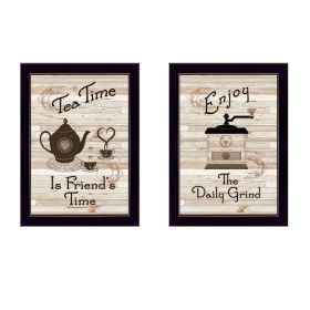 "Enjoy Tea Time" 2-Piece Vignette by Millwork Engineering, Black Frame