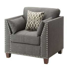 Light Charcoal Flared Arms Chair with Accent Pillows