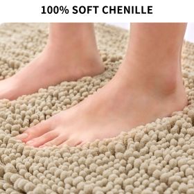 Chenille Bathroom Rug Mat; Extra Soft Thick Absorbent Shaggy Bath Rugs; Non-Slip Machine Wash Dry Plush Bath Mats for Bathroom; Shower; and Tub (