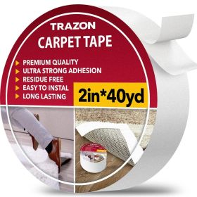 Carpet Tape Double Sided 2 In x 120 Ft 40 Yards Rug Tape Grippers for Hardwood Floors and Area Rugs Carpet Binding Tape Strong Adhesive and Remov
