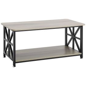VEVOR 40" Farmhouse Coffee Table, Rectangle Coffee Table with Open Storage Compartment, Wooden Rustic Cocktail Table for Living Room, Bedroom