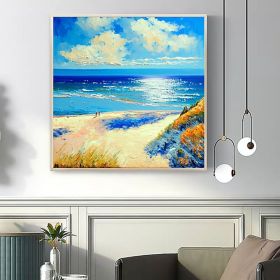 Handmade Oil Painting Canvas Wall Art Decor Original The Blue Ocean Abstract Scenery Painting for Home Decor  Living Room hallway bedroom luxurio (size: 100x100cm)