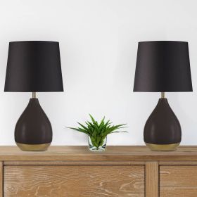 2-Tone Ceramic Table Lamp Set of 2 (Color: as Pic)