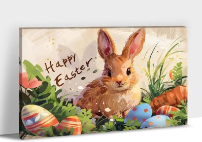 Easter Bunny Wall Art, Easter Bunny Prints Wall Decor, Spring Bunny Carrot Eggs Posters for Easter Wall Decor, Rustic Easter Pictures with Cute B (Style: 002, size: 28X40)