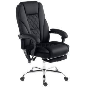 Massage Office Chair, Heated Reclining Computer Chair With Adjustable Height And Footrest, Black (Color: Black)